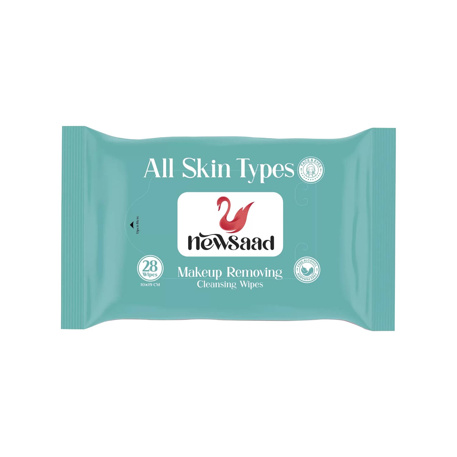دستمال مرطوب پاک کننده آرایش صورت و چشم انواع پوست نیوساد 28عددی