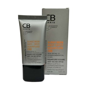 کرم ضدآفتاب بی رنگ مناسب پوست های دارای لک spf50 سی بی پاریس 40 میل