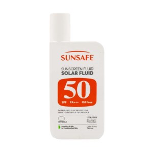 فلوئید ضدآفتاب بی رنگ SPF50 مناسب پوست چرب و حساس سان سیف 150ml