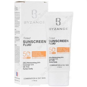فلوئید ضدآفتاب رنگی(لایت بژ) بیزانس spf50 مناسب پوست چربml40