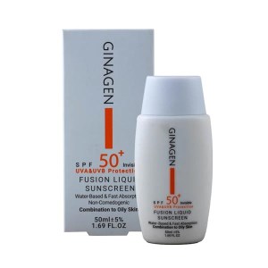 ضدآفتاب بی‌رنگ ژیناژن SPF50 مناسب پوست‌های چرب و مختلط ml50