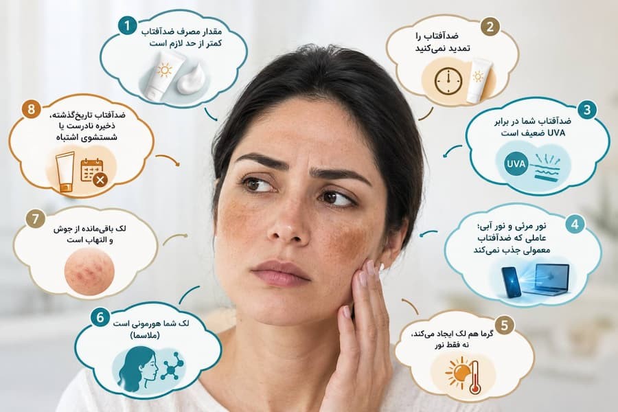 8-دلیل-علمی-لک-گرفتن-پوست-با-وجود-ضد-آفتاب 8-دلیل-علمی-لک-گرفتن-پوست-با-وجود-ضد-آفتاب