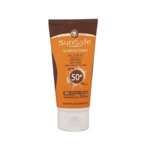 ضدآفتاب فاقد چربی بژروشن spf50 سان سیف 50گرم